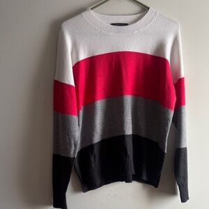 French Connection Red, Gray, and Black Crewneck Sweater size medium